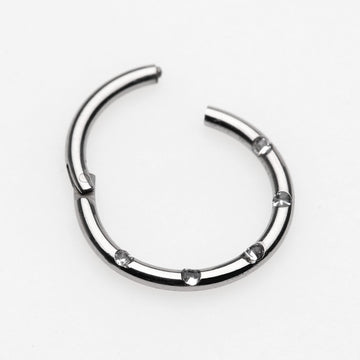 Detail View 1 of Implant Grade Titanium Multi-Gem Seamless Clicker Ring-Clear Gem